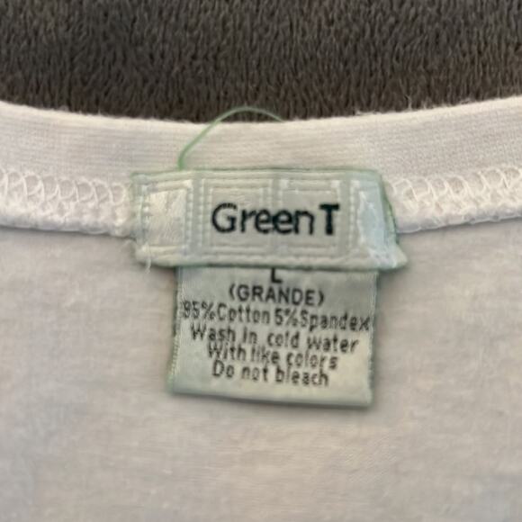 Green T White Embellished NYC Brooklyn Bridge Tee Shirt Knit top - Picture 4 of 7